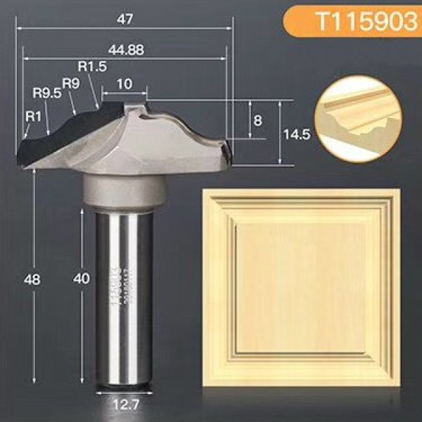 Profile diamond end mill D47 h14.5 d12.7(12)