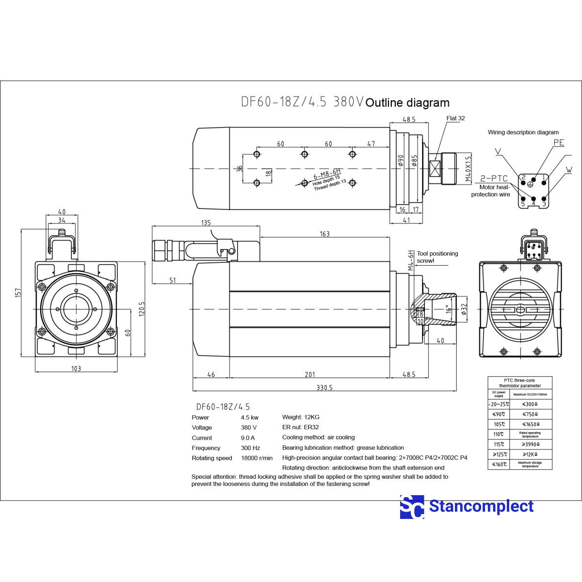 Electrospindle 4.5 kW 18000 rpm