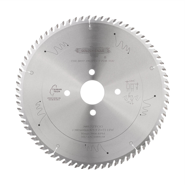 Main saw blade GOLDEN EAGLE 380x60x4.8/3.5 Z72 for CNC beam saws HOLZMA