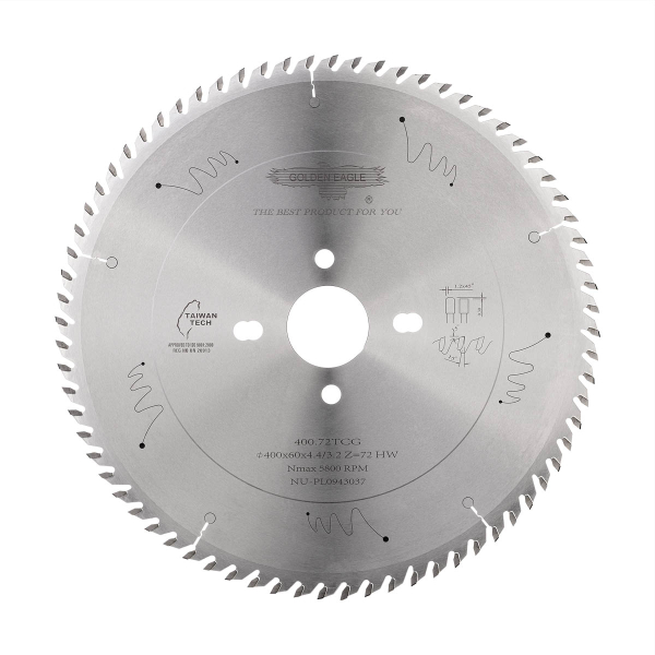 Main saw blade GOLDEN EAGLE 400x60x4.4/3.2 Z72 for CNC beam saws HOLZMA