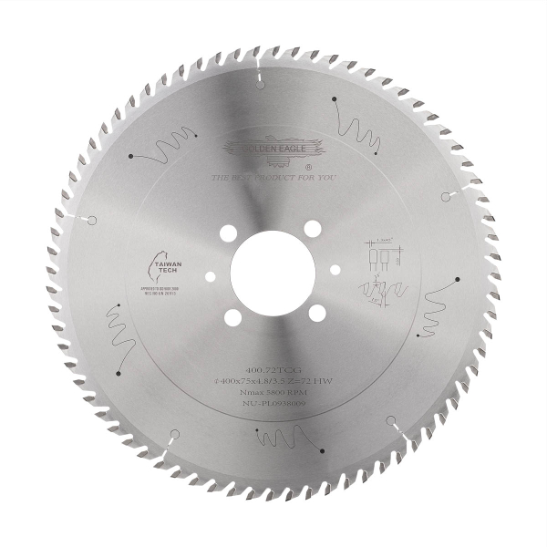 Main saw blade GOLDEN EAGLE 400x75x4.8/3.5 Z72 for CNC beam saws KDT