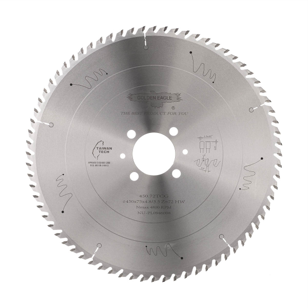 Main saw blade GOLDEN EAGLE 450x75x4.8/3.5 Z72 for CNC beam saws KDT