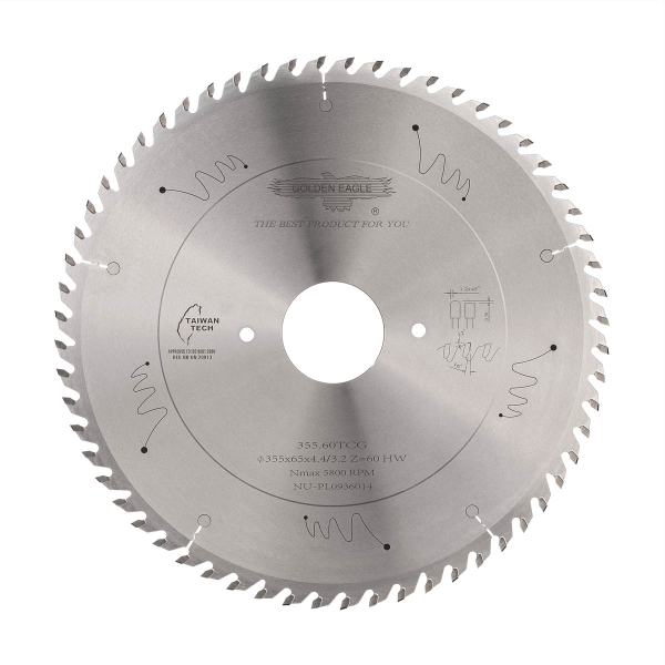 Main saw blade GOLDEN EAGLE 355x65x4.4/3.2 Z60 for CNC beam saws BIESSE SELCO