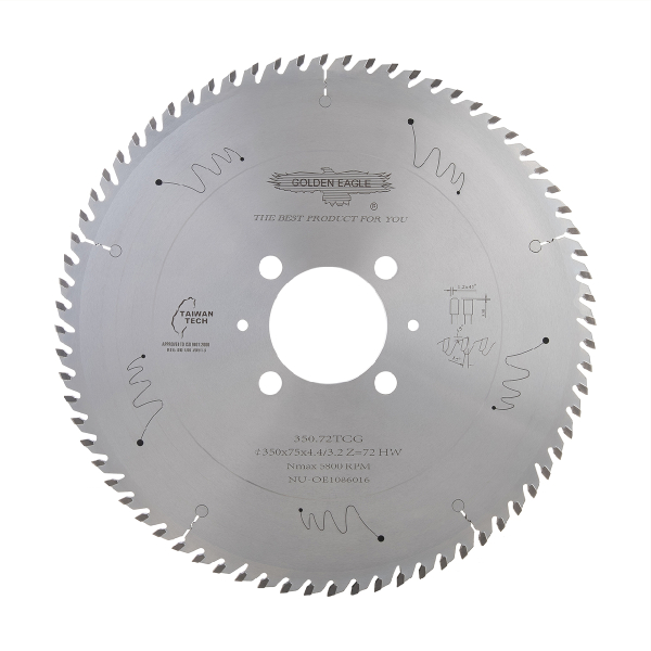 Main saw blade GOLDEN EAGLE 350x75x4.4/3.2 Z72 for CNC beam saws KDT