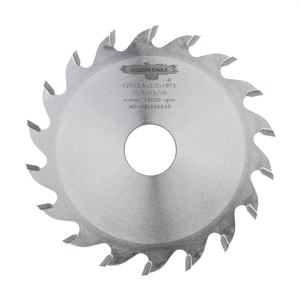 Drážkovací pilový kotouč 125x25,4x3,5x2,2x18Z Golden Eagle pro olepovačky hran KDT řez 3,5 mm