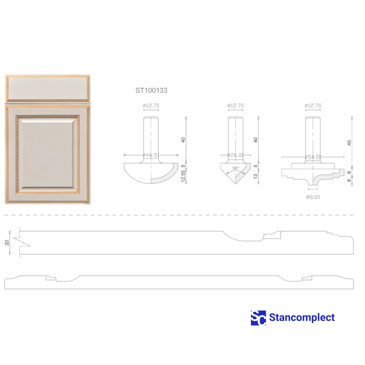 Cabinet door diamond router bits set 1204