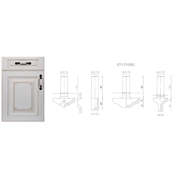 Cabinet door diamond router bits set1205