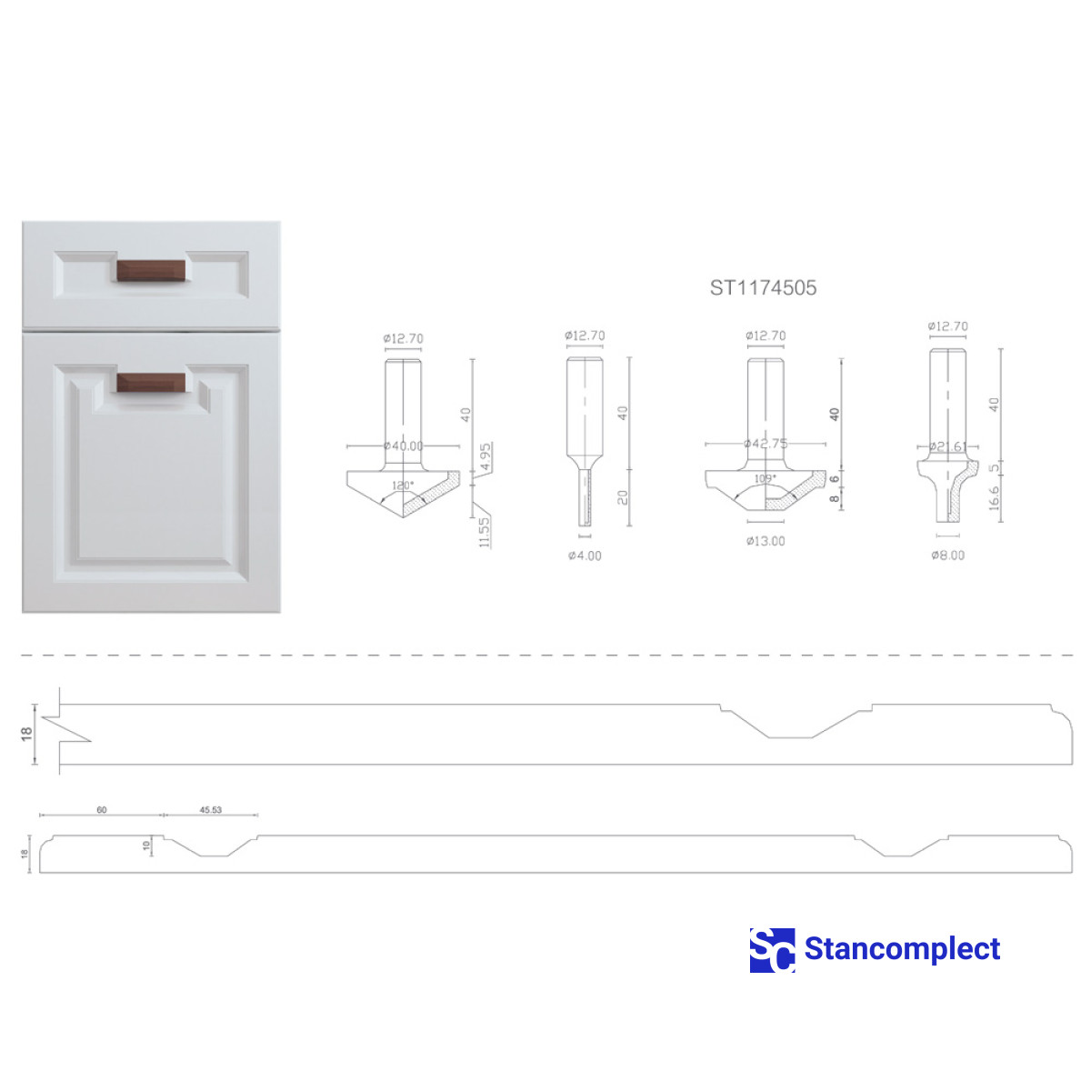 Cabinet door diamond router bits set 1207