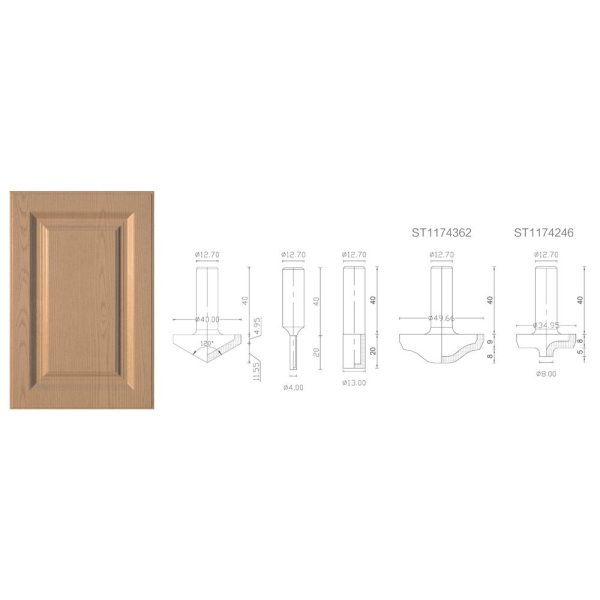 Cabinet door diamond router bits set 1208