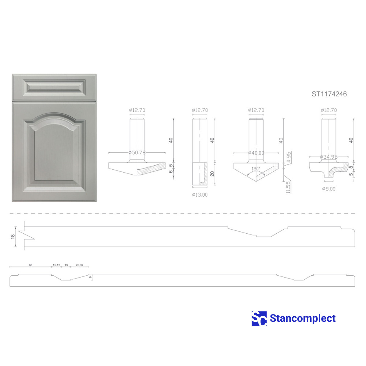 Cabinet door diamond router bits set 1210