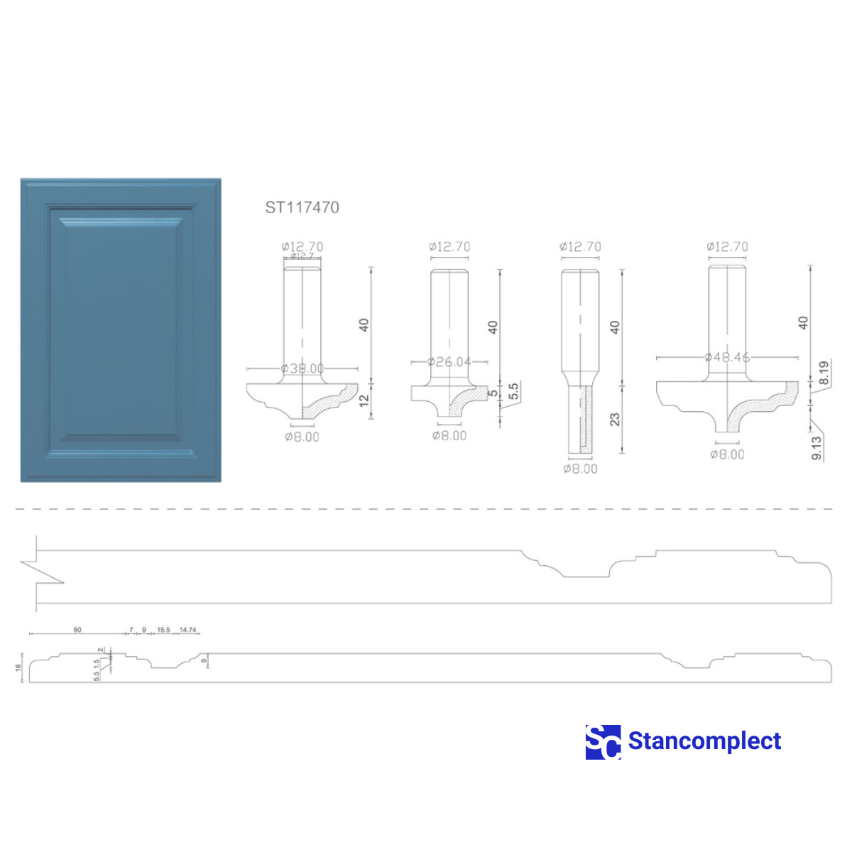 Cabinet door diamond router bits set 1214