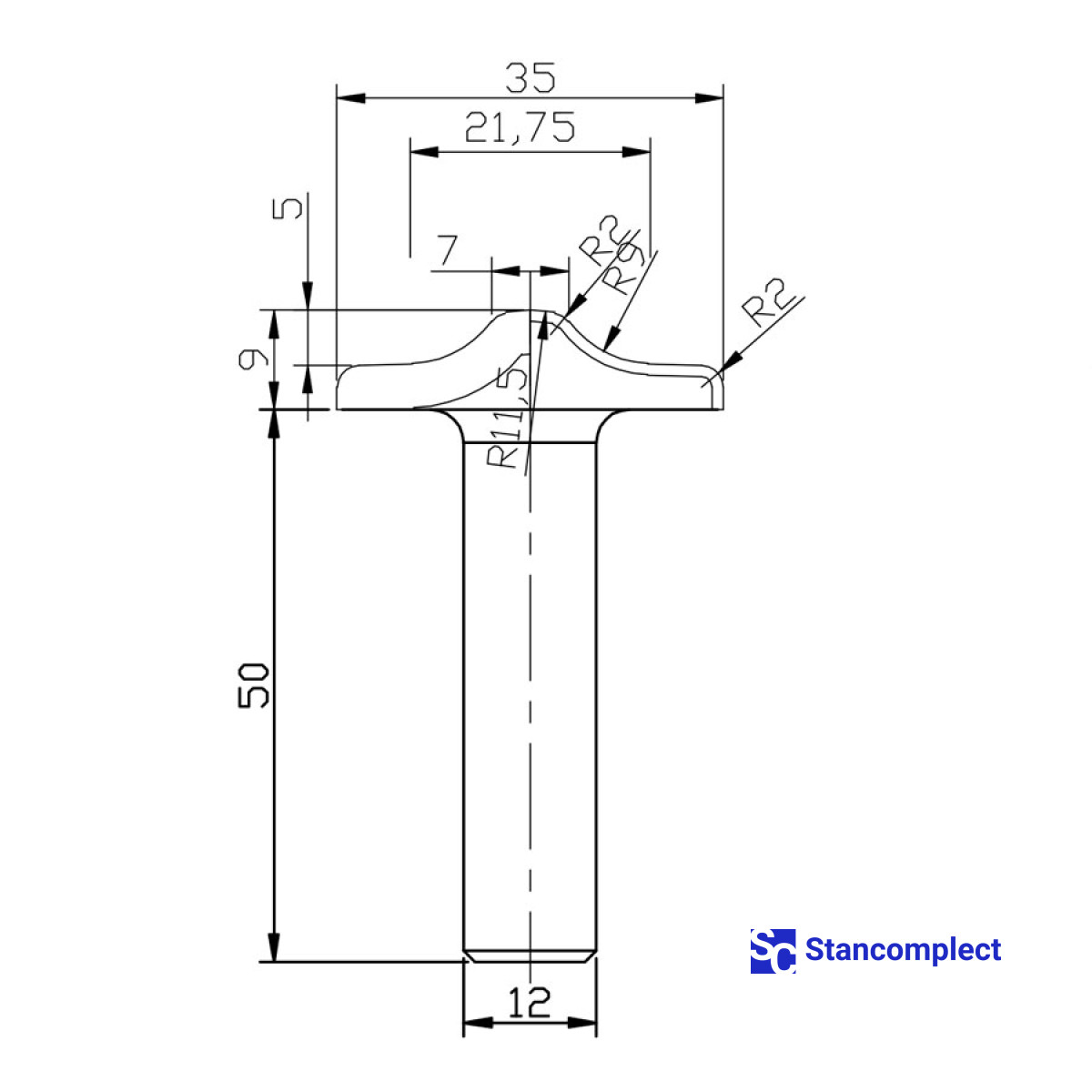 Fréza ve tvaru diamantu D35 h9 d12