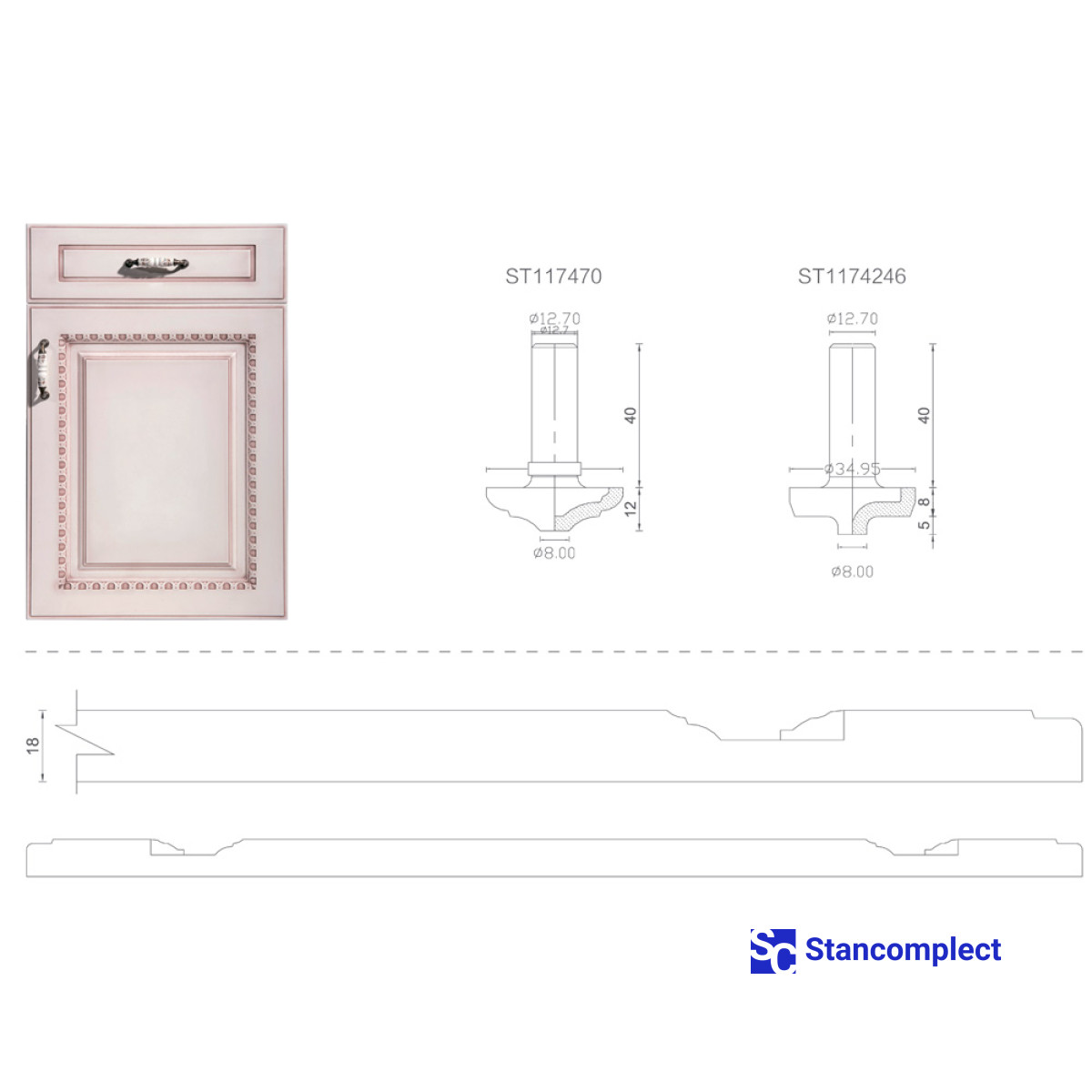 Cabinet door diamond router bits set 1202
