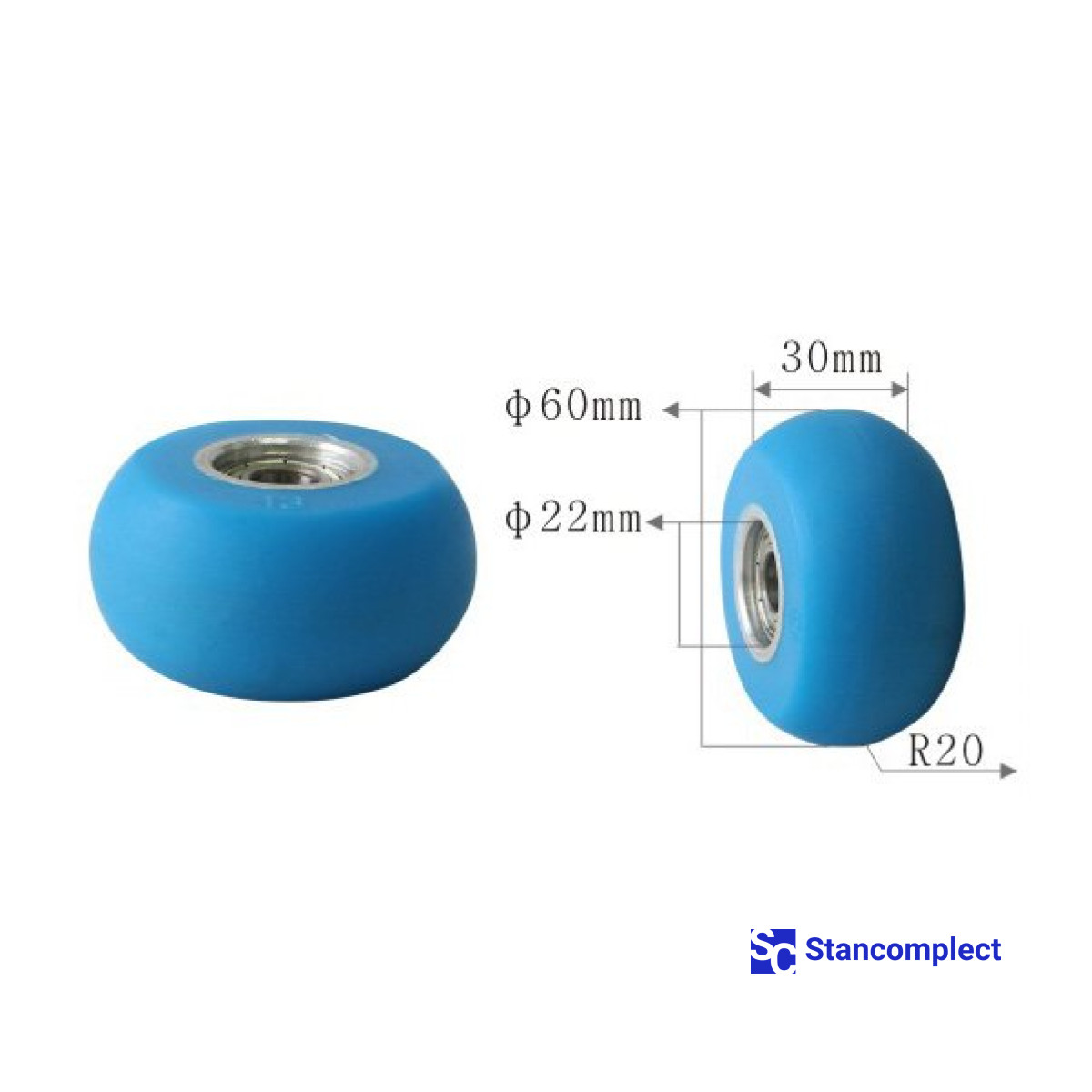 Ролик притискний верстата для ламінації U-511 60x30x22xR20 зі штифтом