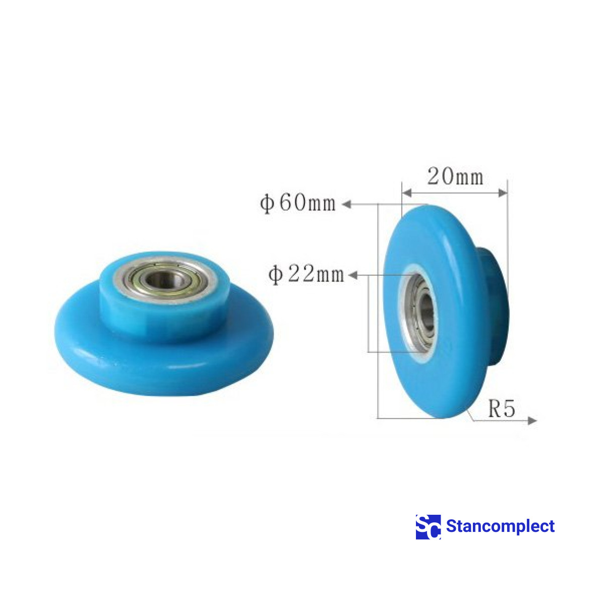 Ролик притискний верстата для ламінації U-513 60x20x22xR5 зі штифтом
