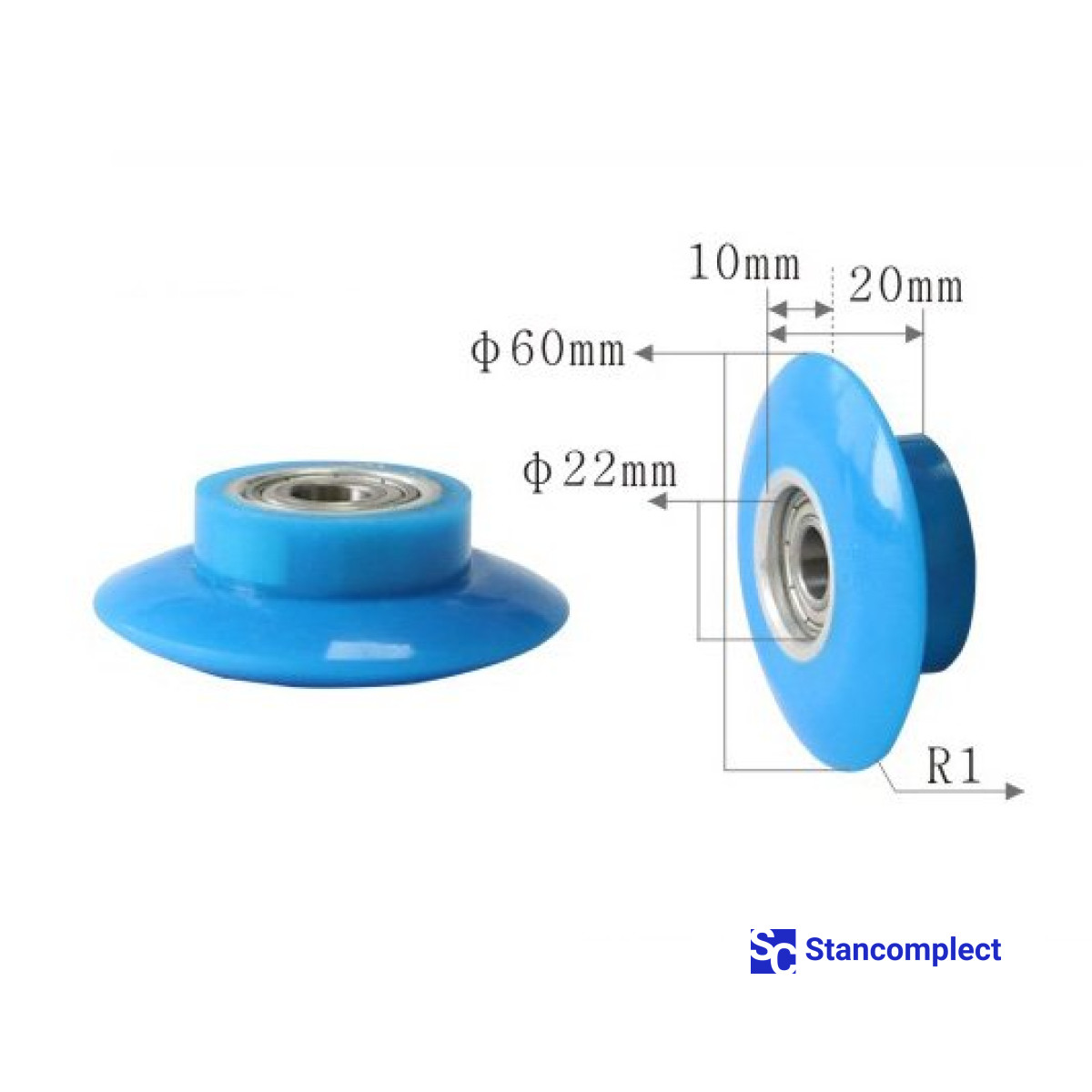 Ролик притискний верстата для ламінації U-523 60x20x22xR1 зі штифтом