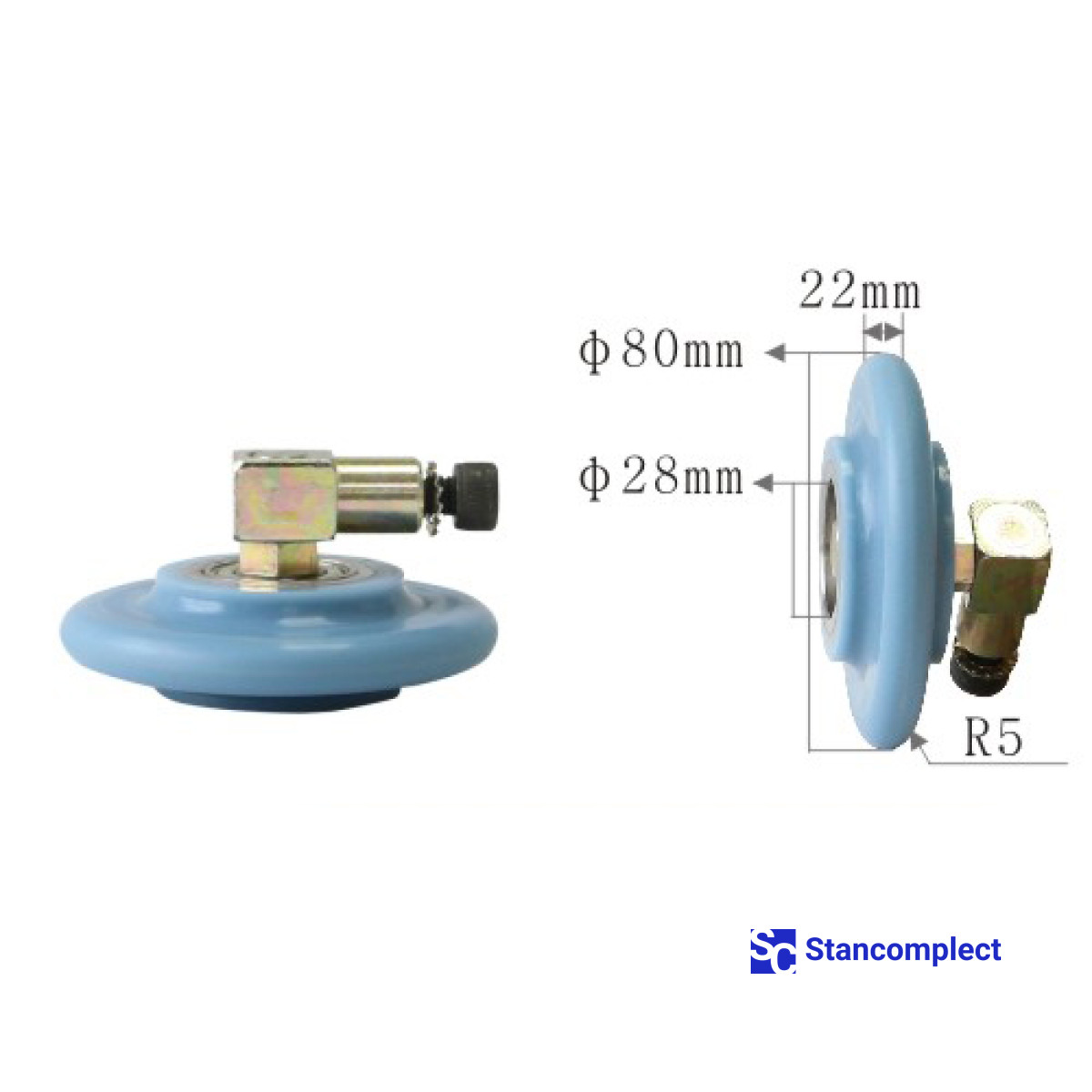 Přítlačný válec pro obalovací stroj U-502 80x22x28xR5 s hřídelí