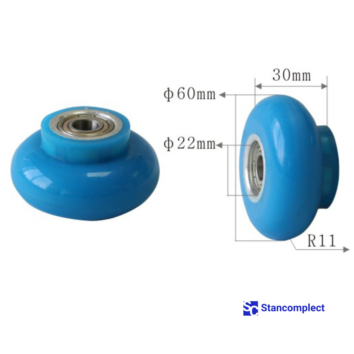 Ролик притискний верстата для ламінації U-512 60х30х22хR11 зі штифтом