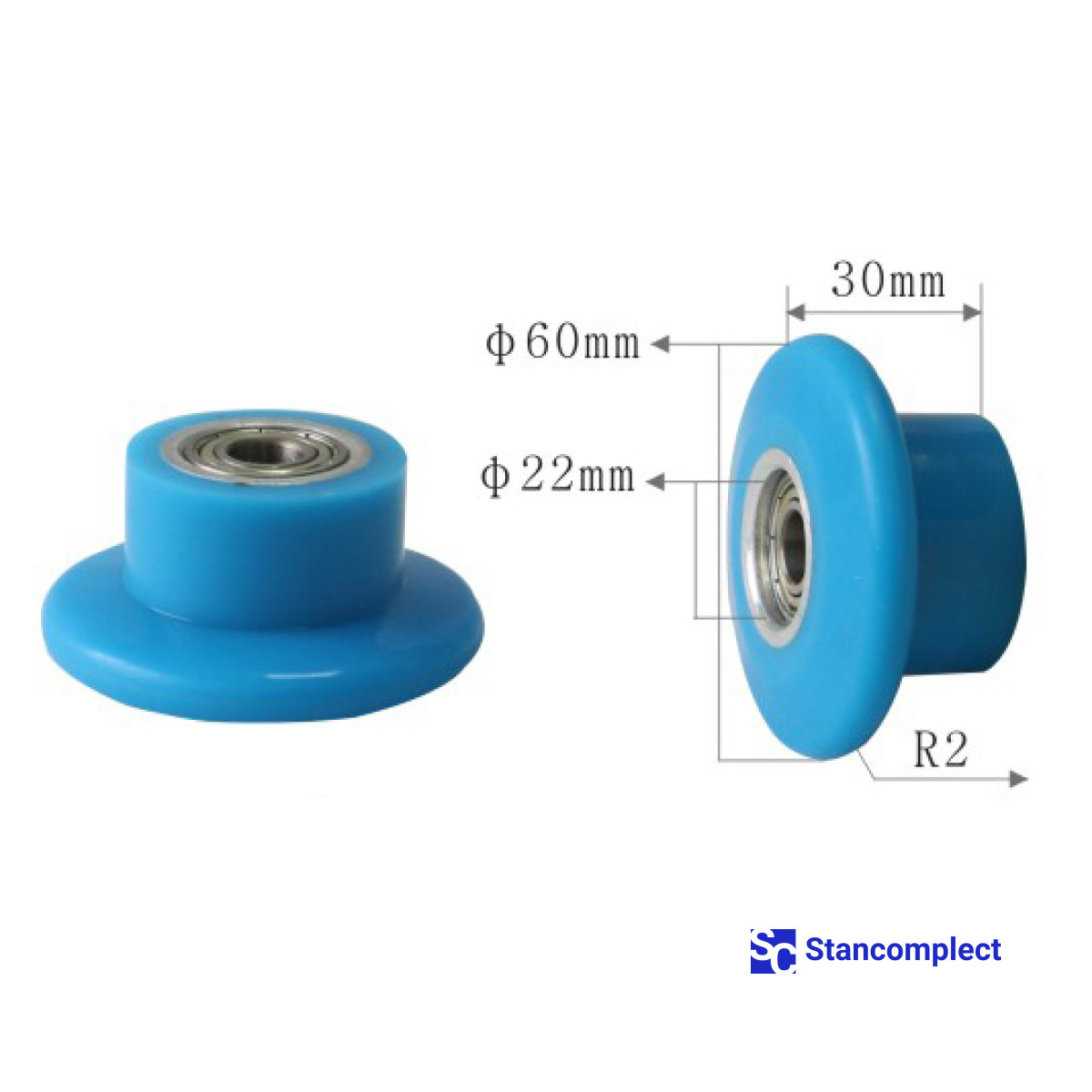 Přítlačný válec pro obalovací stroj U-519 60x22x30xR2 s hřídelí