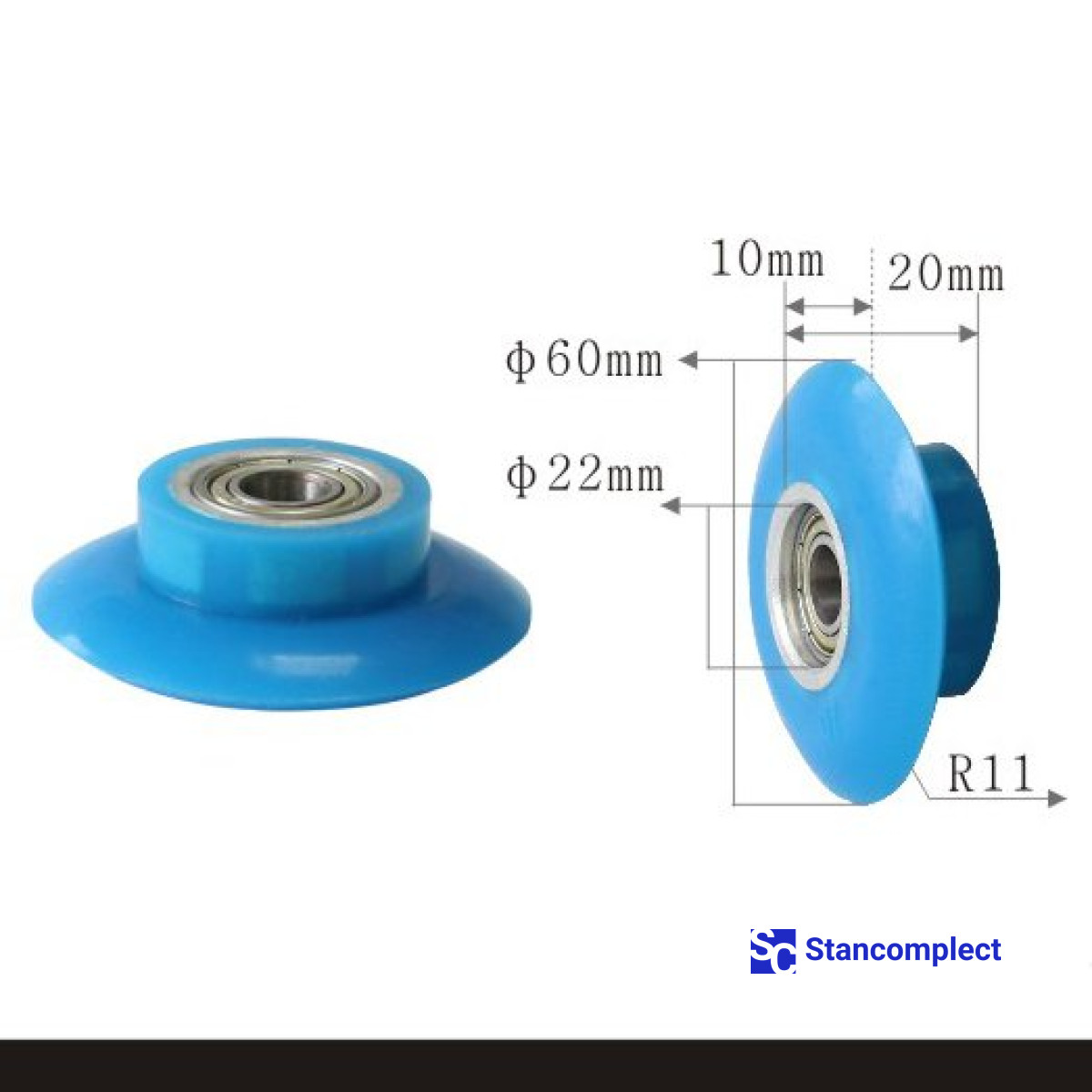 Ролик прижимной окутывающего станка U-524 60x22x10х20xR11 со штифтом