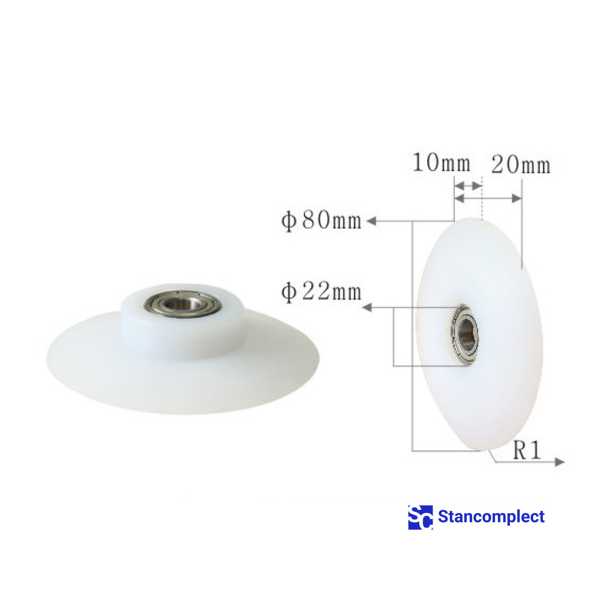 Plastový válec pro obalovací stroj U-532 60x22x20xR42 s hřídelí