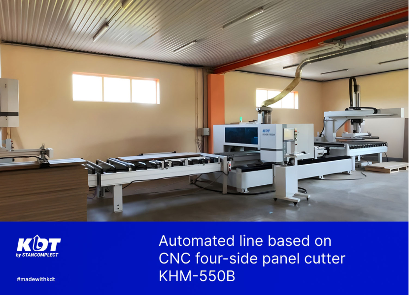 Project: Automated line based on CNC four-side panel cutter KHM-550B