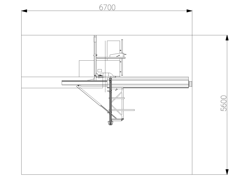 Drawing: Working area of KS-132 Panel Saw